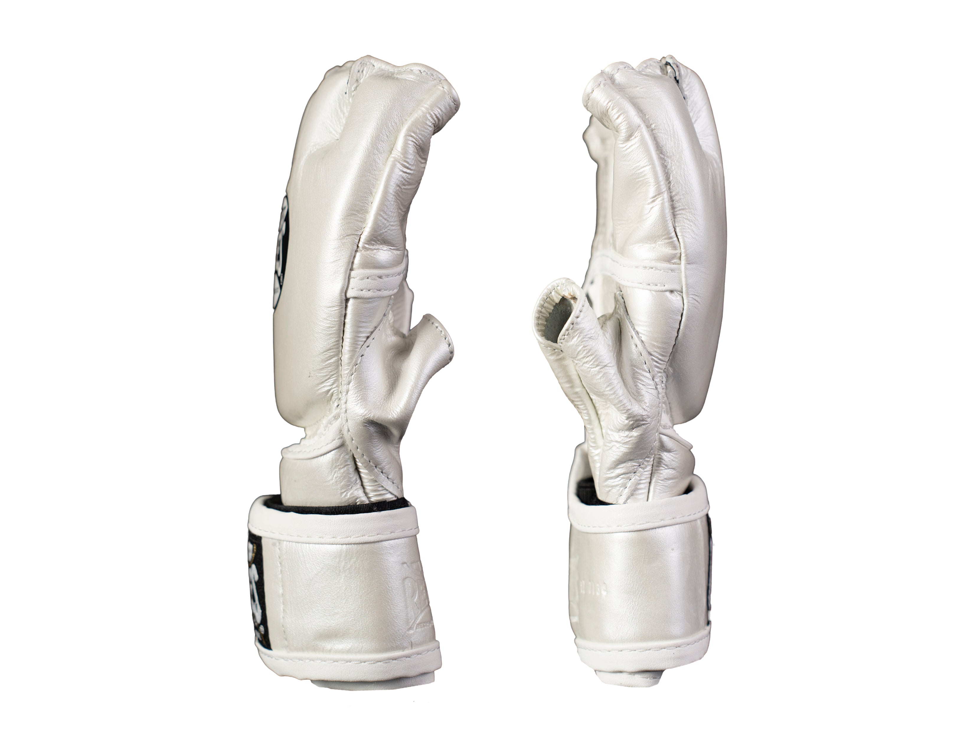 GUANTES PARA PELEA MMA EN PIEL DE RES BLANCO PERLA
