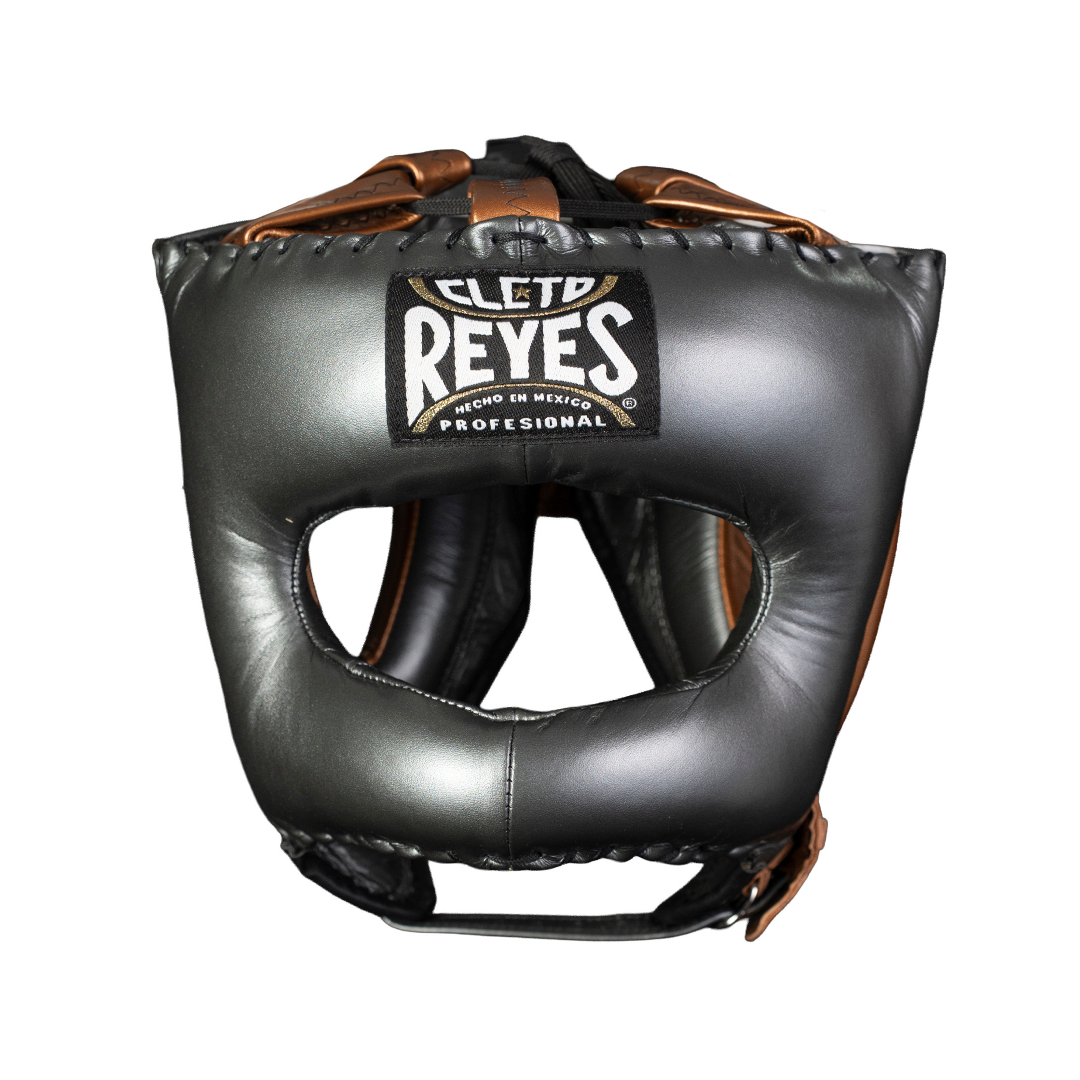 PROTECTOR DE CABEZA TRADICIONAL EN PIEL DE RES GRIS OXFORD/COBRIZO