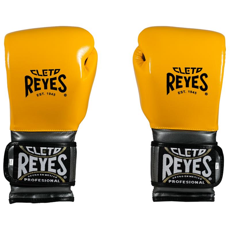 GUANTE DE ENTRENAMIENTO EN PIEL DE RES 14 OZ C/CIERRE DE CONTACTO AMARILLO/GRIS OXFORD