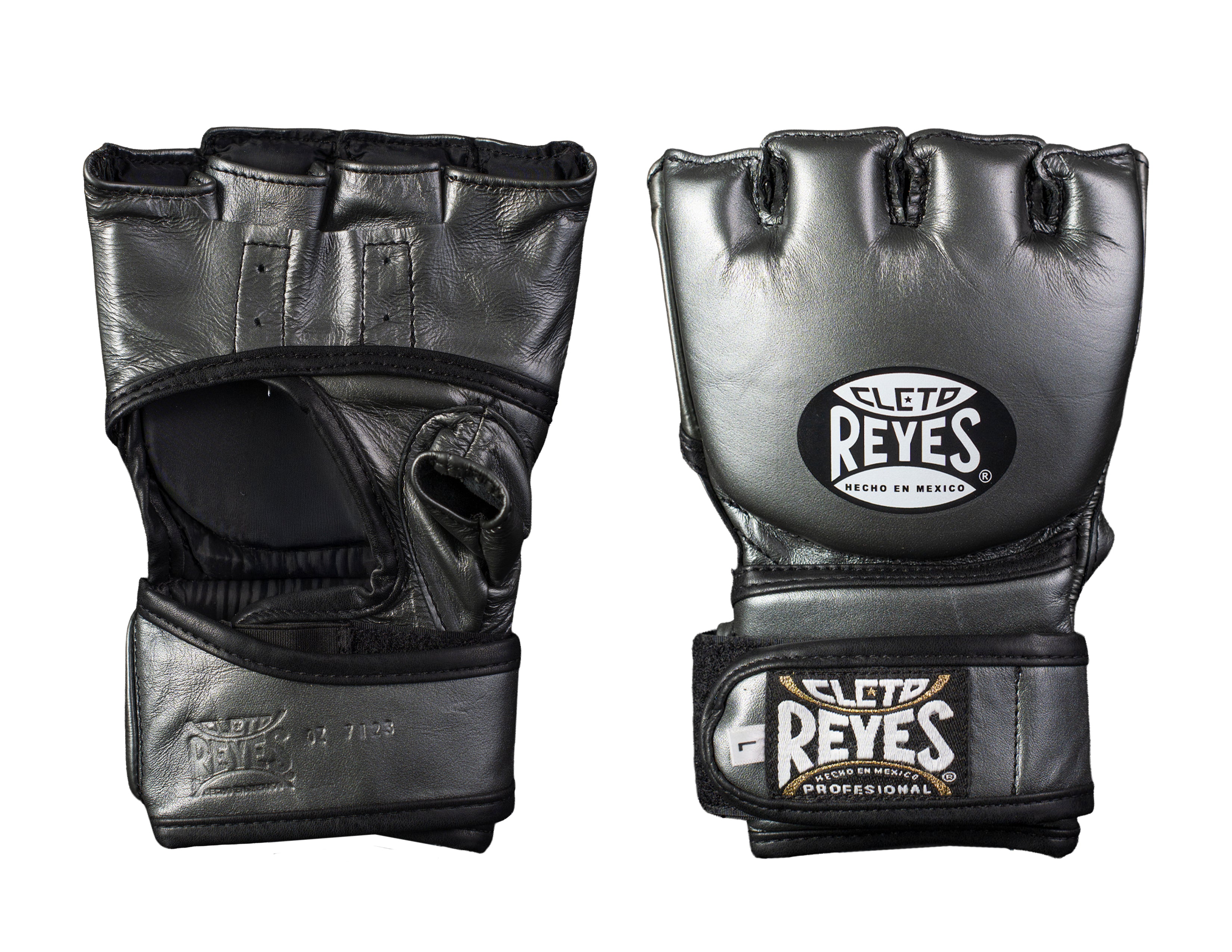 GUANTES PARA PELEA MMA EN PIEL DE RES GRIS OXFORD