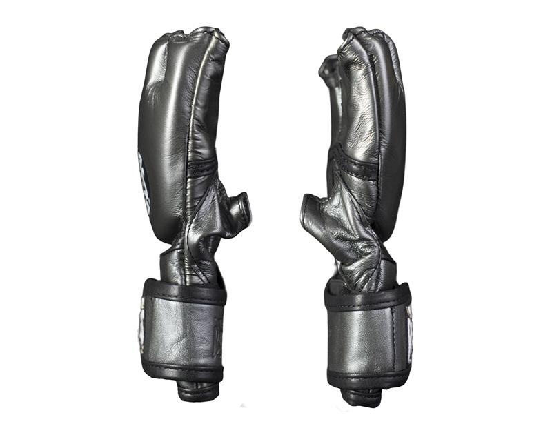 GUANTES PARA PELEA MMA EN PIEL DE RES GRIS OXFORD