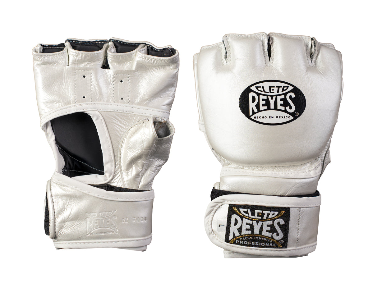 GUANTES PARA PELEA MMA EN PIEL DE RES BLANCO PERLA