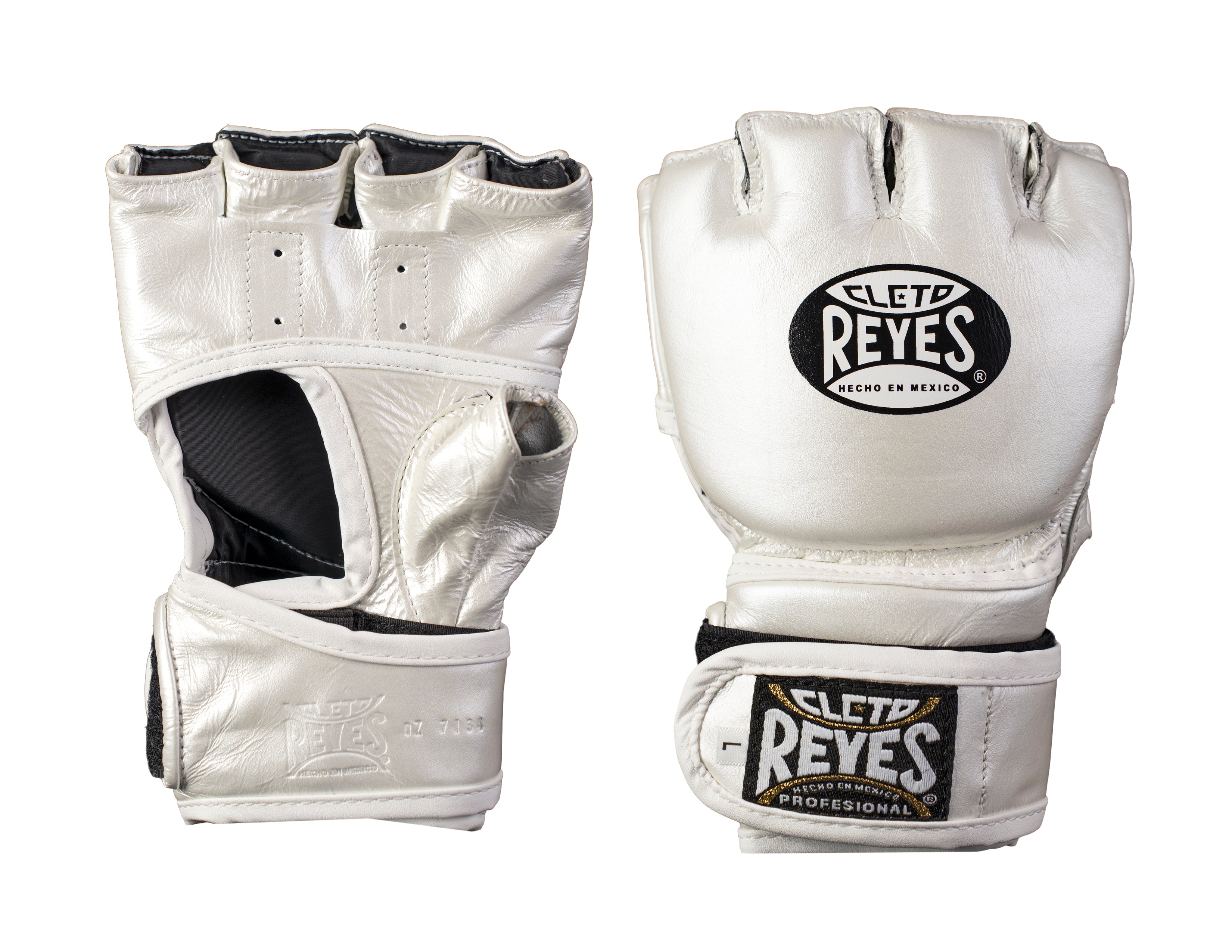 GUANTES PARA PELEA MMA EN PIEL DE RES BLANCO PERLA