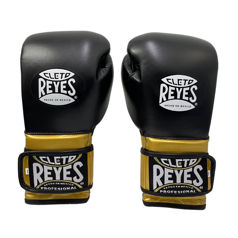 GUANTE DE ENTRENAMIENTO EN PIEL DE RES 14 OZ C/CIERRE DE CONTACTO NEGRO/DORADO