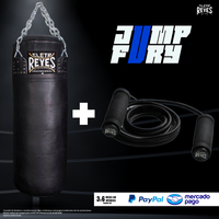 KIT KNOCKOUT: COSTAL DE CUERO "L" +  CUERDA JUMP FURY