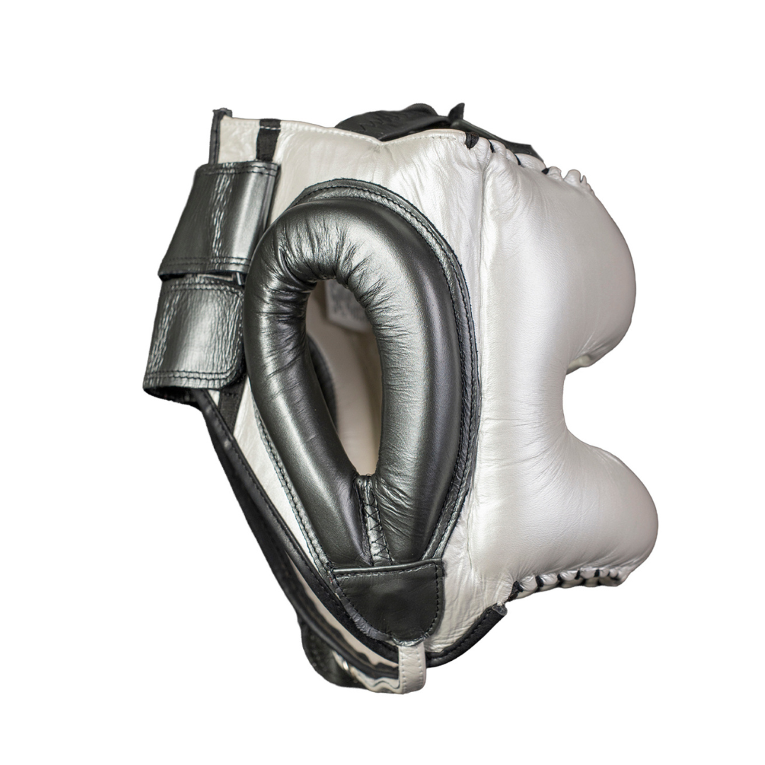 PROTECTOR DE CABEZA TRADICIONAL EN PIEL DE RES PERLA/GRIS OXFORD