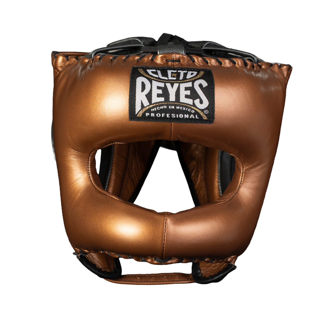 PROTECTOR DE CABEZA TRADICIONAL EN PIEL DE RES COBRIZO/GRIS OXFORD