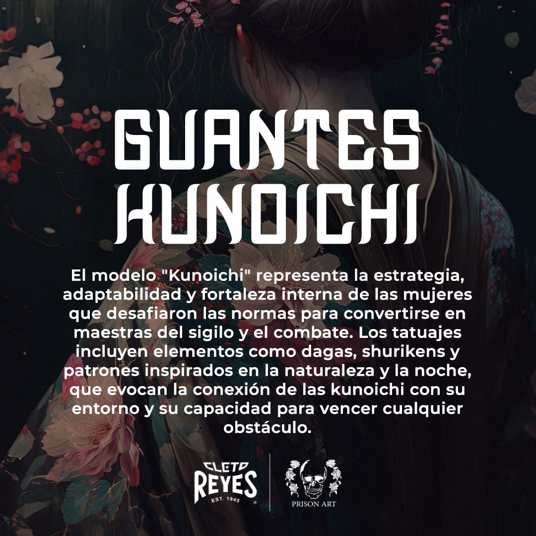 Guantes de colección tatuados a mano, "Kunoichi"